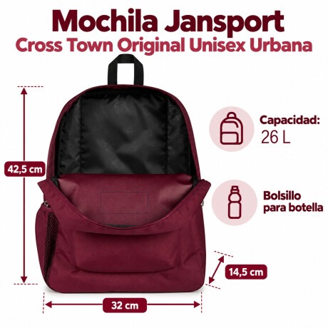 Mochila Escolar Jansport Cross Town Original Unisex Urbana Cherry Lacquer