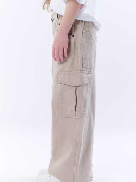 Pantalón Jean Cargo Beige