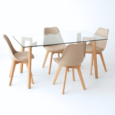 SILLA DE COMEDOR EAMES ACOLCHONADA Silla Eames Beige con Asiento Acolchado