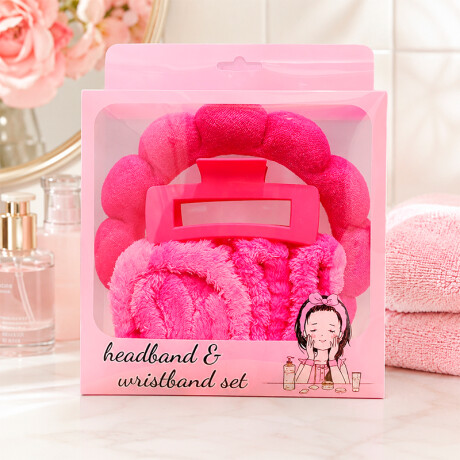 Set De Accesorios Para Cabello Y Cuidado Facial Fucsia