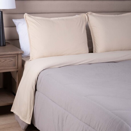 JUEGO DE SÁBANA 1 PLAZA ALGODON NATURAL-BEIGE MALLA JERSEY CRUDO