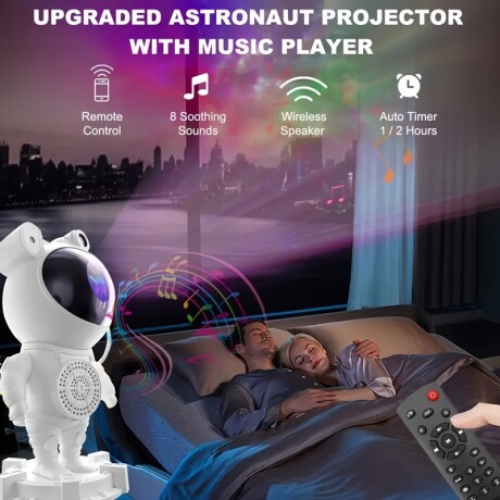 Lámpara Astronauta Proyector De Estrellas 360° Galaxia Aurora Nebulosa Amarillo