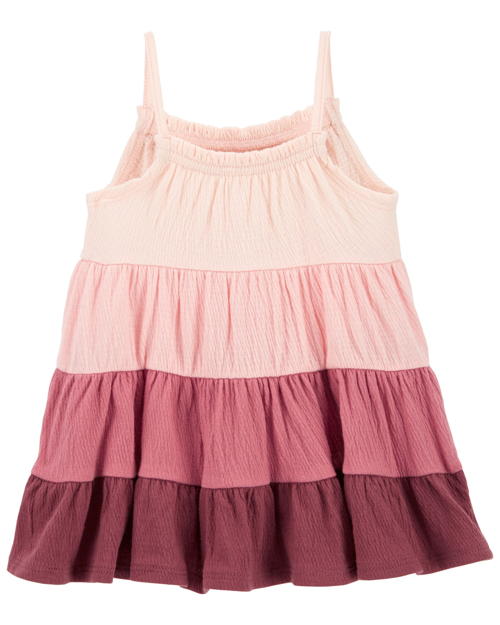 Vestido de jersey arrugado, escalonado, con tirantes Sin color