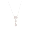 Cadena Triple-Plata rodinada 925-Piedra Cuarzo rosa-CD2001 conpiedra