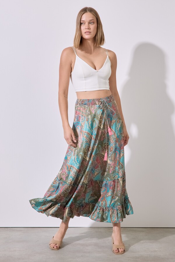 Falda Maxi Print MULTI/VERDE