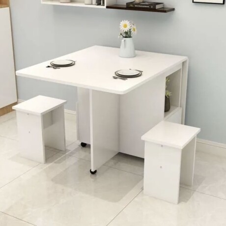 Mesa Con Bancos Plegables modelo Tetris Blanco