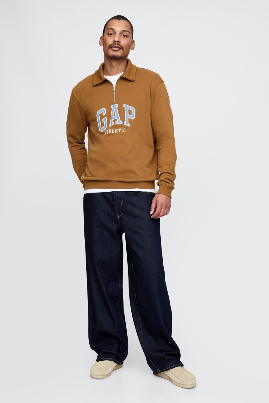 Buzo Deportivo Medio Cierre Logo Gap Hombre Bright Brown
