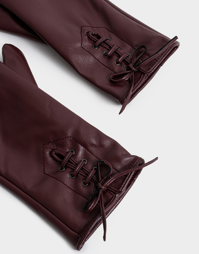 Guantes Varios Noche Guantes De Cuerina - Rojo Burdeaux