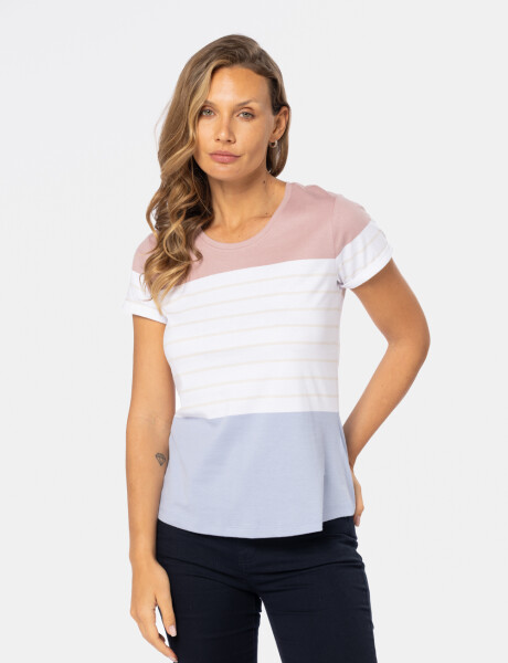 REMERA RAYADA Rosado