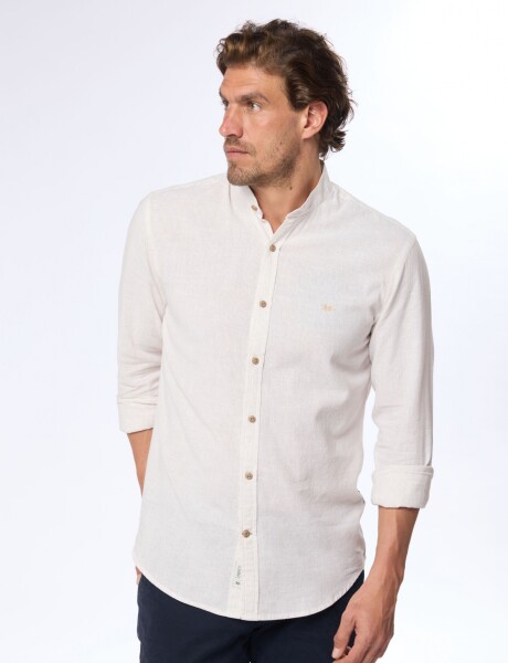CAMISA DE LINO CUELLO MAO Beige