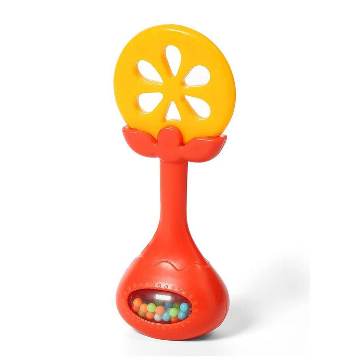 Mordillo Mordedor y Sonajero Silicona Plástico Bebé Huanger - Naranja 