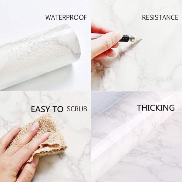 Papel Adhesivo Empapelar Lavable Simil Marmol 200x60 Cm X5 Variante MARMOLOSCURO