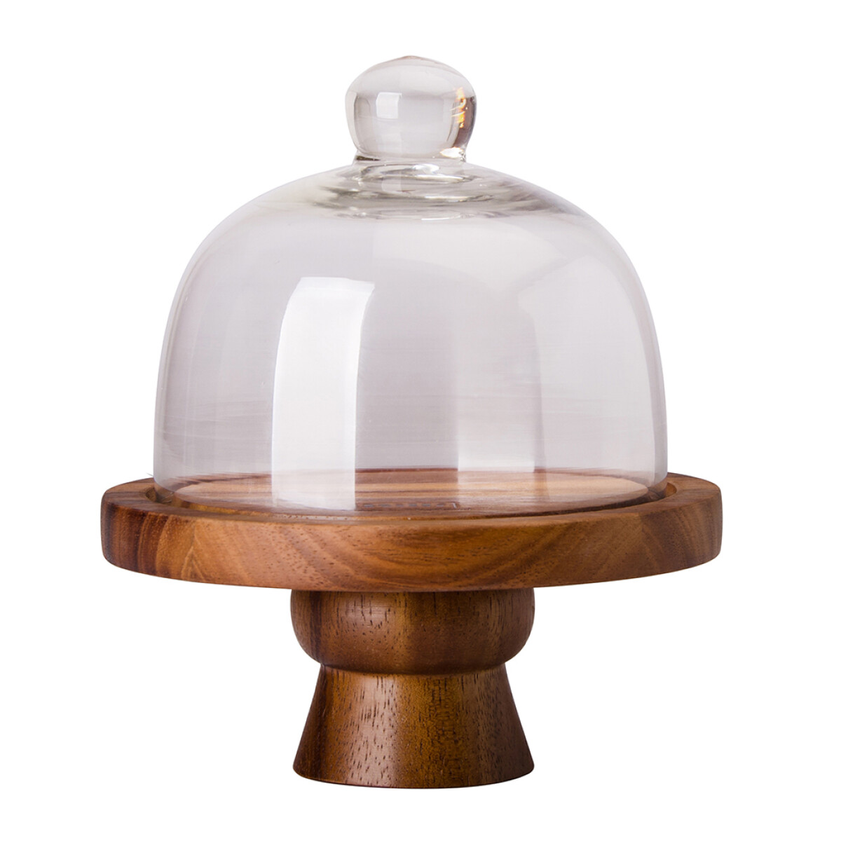 Quesera campana cristal, base madera. Conservar queso. Comprar quesera