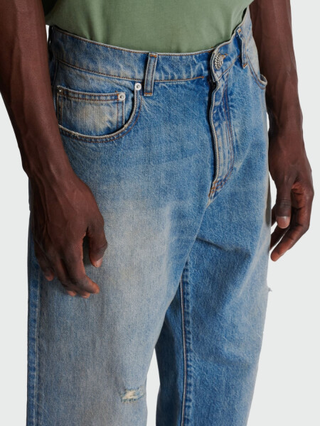 Balmain - Jean con efecto desgastado de corte holgado Azul