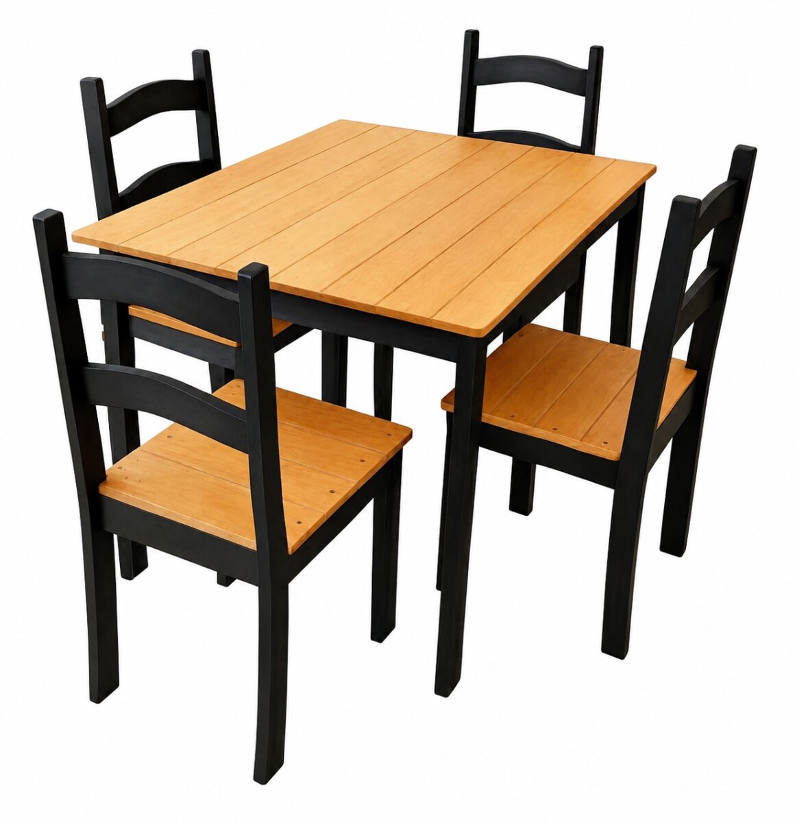 JUEGO DE COMEDOR MADERA 4 SILLAS JC2025 NEGRO 
