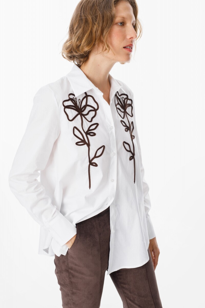 Camisa Petaline Blanco/Chocolate
