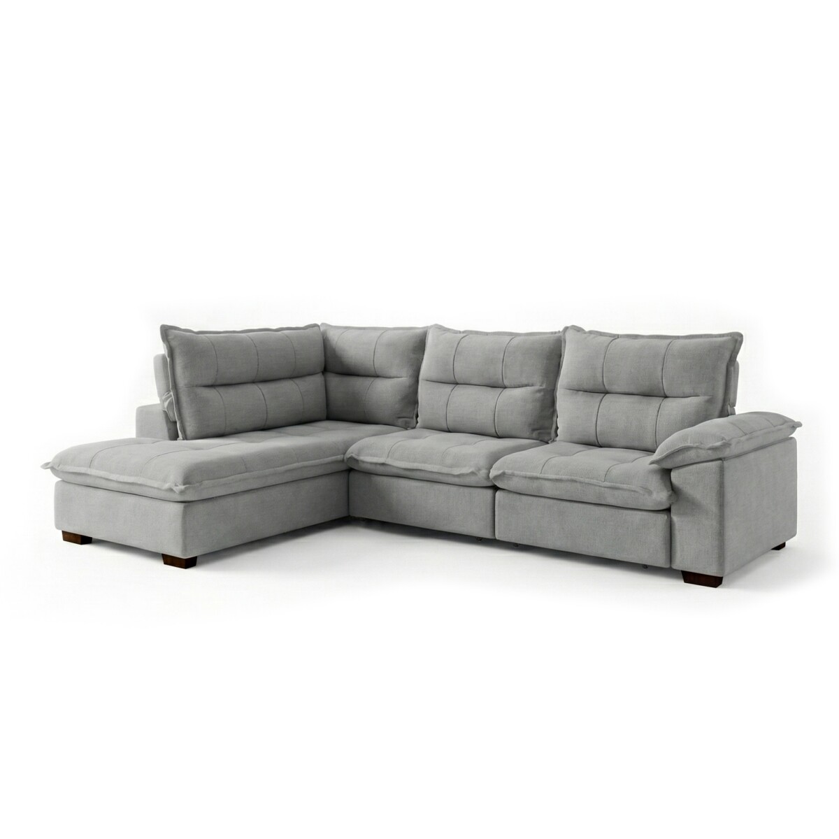 Sillón 5 Cuerpos con Chaise Retráctil y Reclinable - Cesky - Gris Derecho 