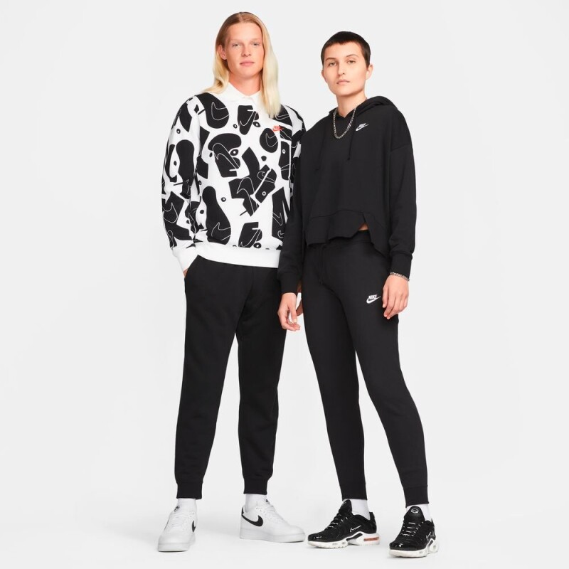 Pantalón Largo Nike Club Fleece Alto-Rise de Mujer Negro