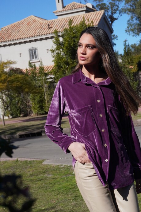 Velvet Shirt con Puño Morado