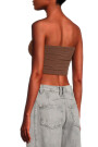 FLORAL FRILLS KNOTTED BANDEAU Marron