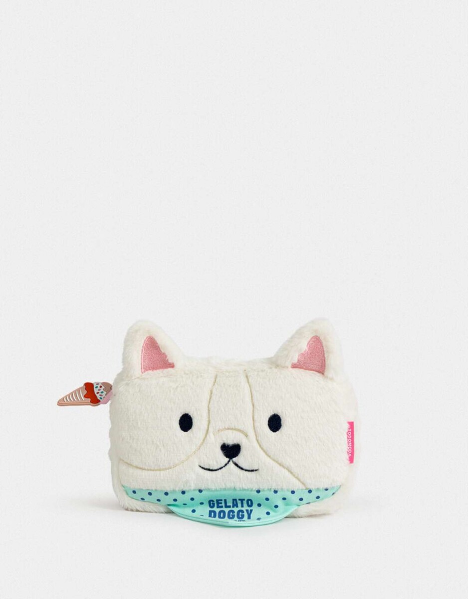 Cartuchera Peluche Perrito - Blanco Crudo 