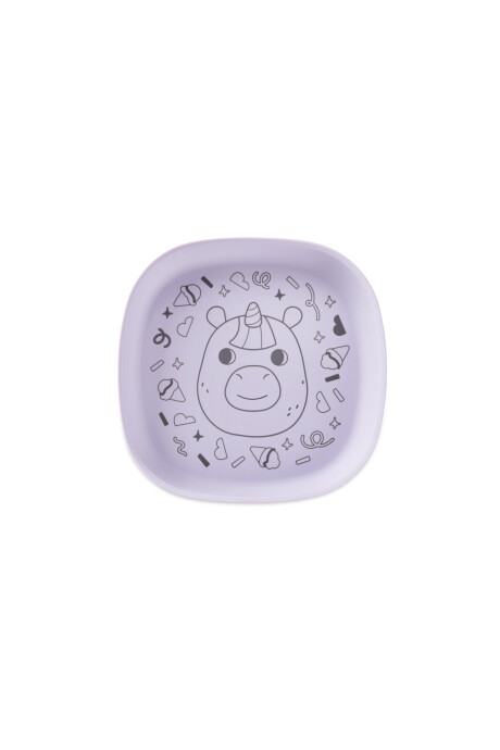Plato de silicona, púrpura, diseño unicornio Sin color
