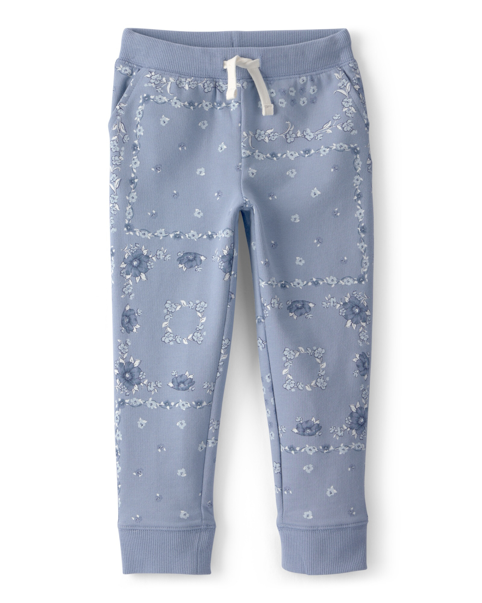 Pantalón deportivo de algodón, azul, diseño floral Pantalón deportivo de algodón, azul, diseño floral
