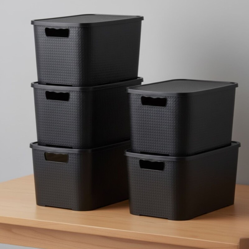 Set x5 Caja ratán 7 lts NEGRO