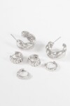 Set de aros con textura plateado