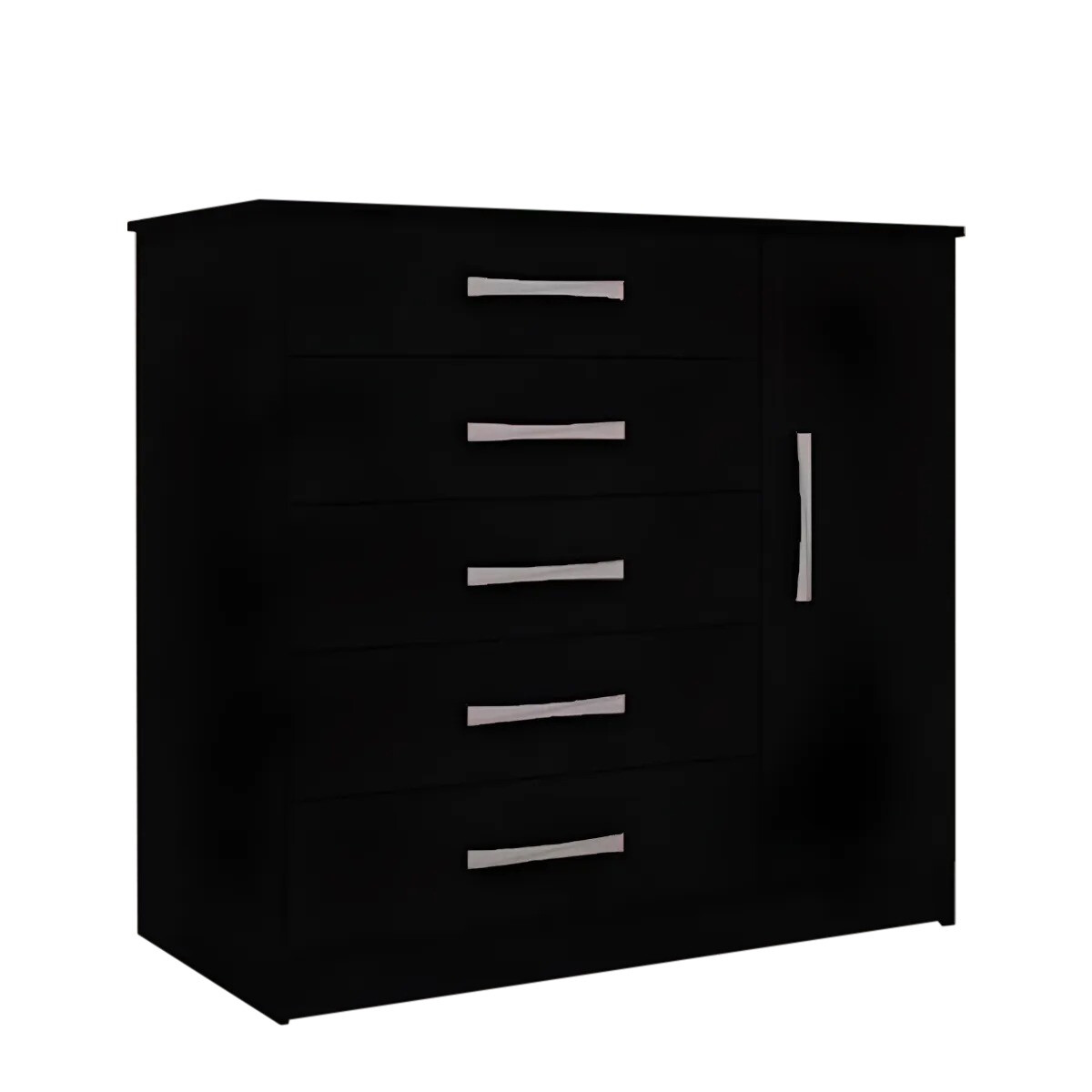 Cómoda Cajonera Dormitorio 5 Cajones Y 1 Puerta - NEGRO 