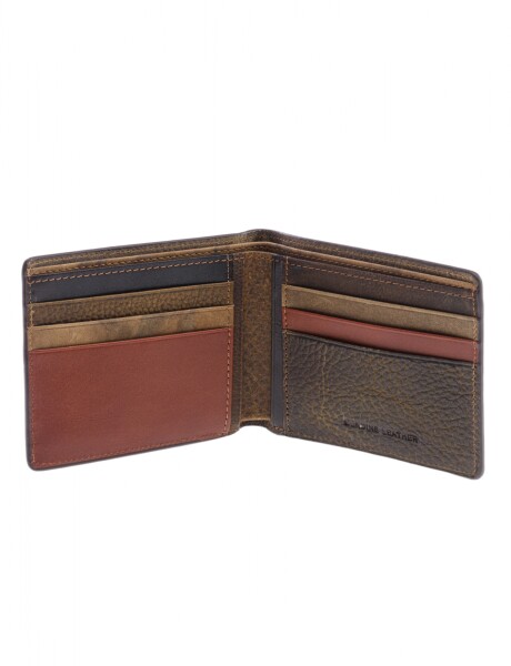BILLETERA DE CUERO COMBINADA Marron