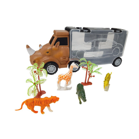 Outlet Auto Contenedor Rino c/Valijita c/animales selva Outlet Auto Contenedor Rino C/valijita C/animales Selva