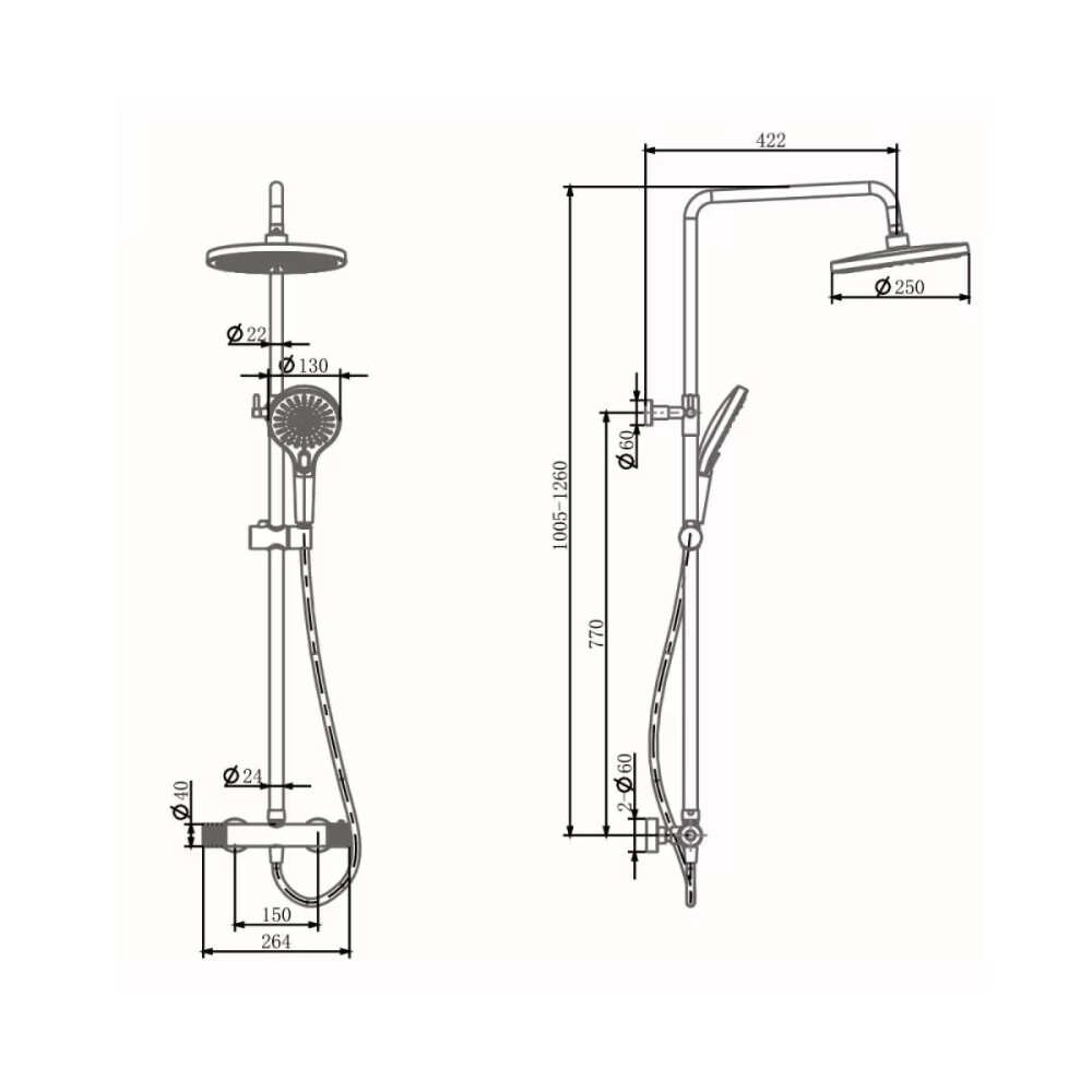 Barral de ducha exterior termostático Signature grafito Barral De Ducha Exterior Termostático Signature Grafito