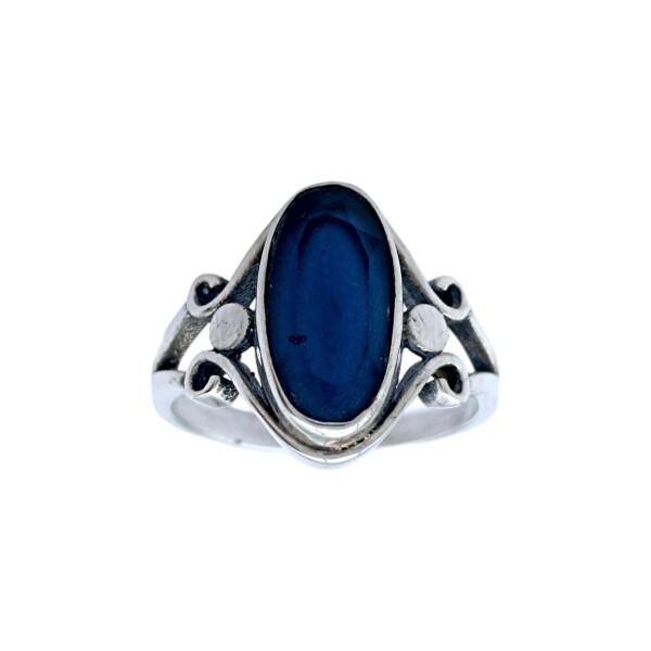 Anillo Solitario-Plata 925-Piedra Zafiro-AN3825 conpiedra