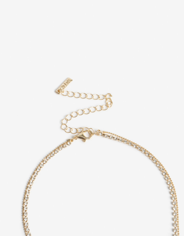 Collares Largos Strass Collar Largo Multicadena Con Dijes - Dorado