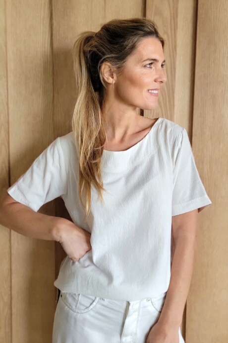 Remera Palma Blanco - Beige