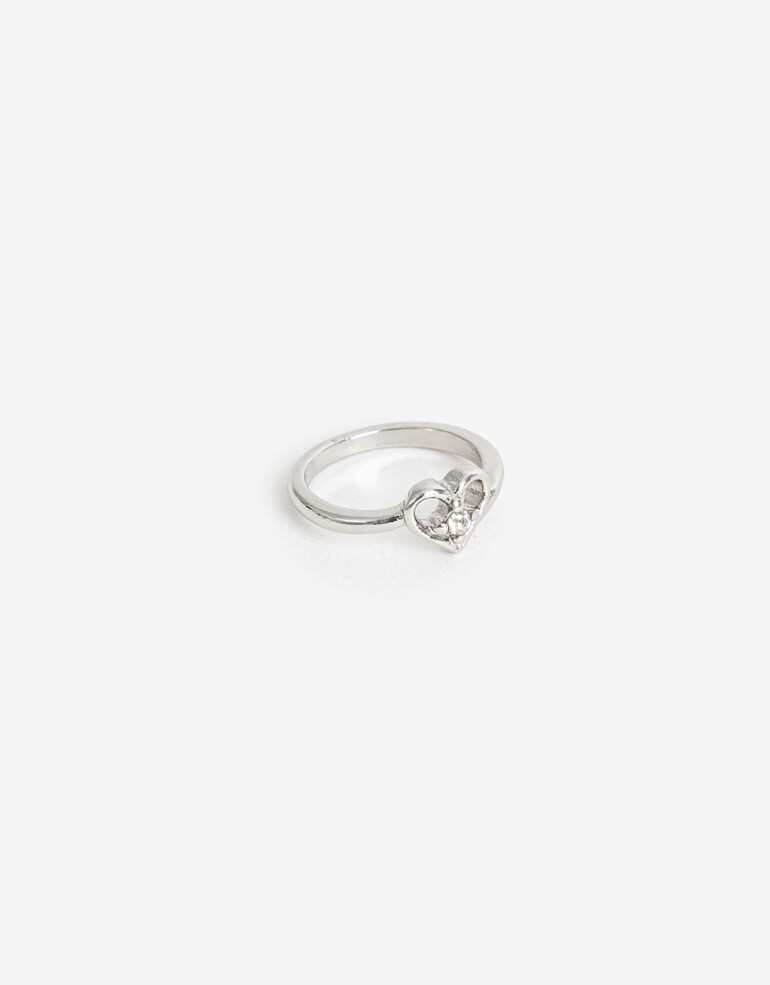 Anillos Chicos Metal Anillo Dedo Meñique Corazón - Plateado Rodio