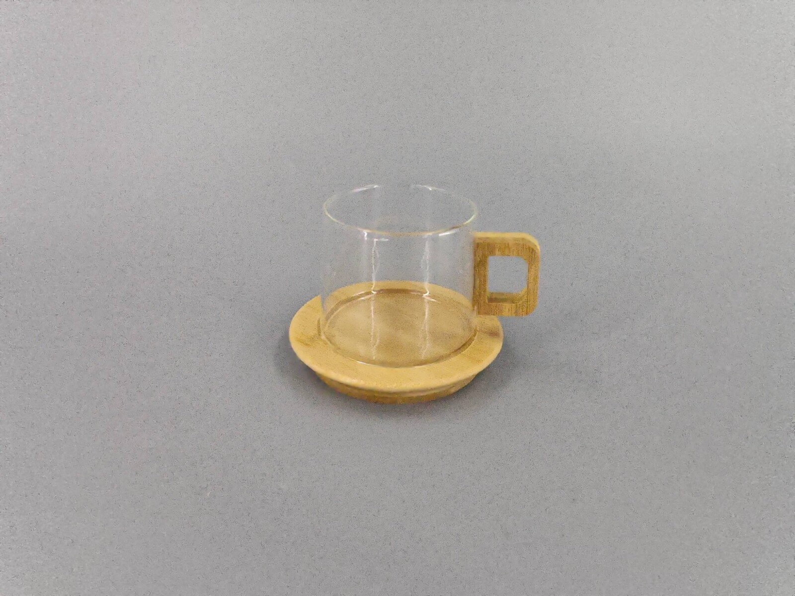 Mug de Vidrio con Base y Asa de Bambu 