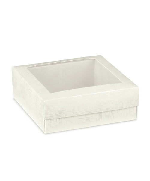 CAJA+TAPA C/VENTANA 16,5X11X6 cm PELLE BIANCO