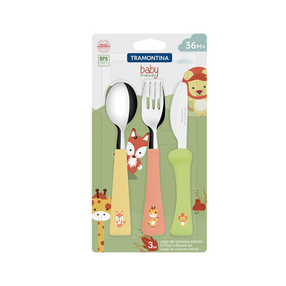 Juego de cubiertos infantil BABY FRIENDS, 3 piezas -TRAMONTINA TR5173
