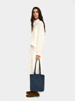 Bolso Shopper De Piel Trenzada azul-marino