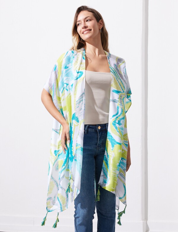 Kimono Printed MULTI/VERDE AGUA