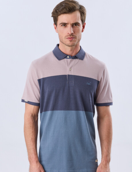 REMERA POLO RAYADA PIQUÉ Azul