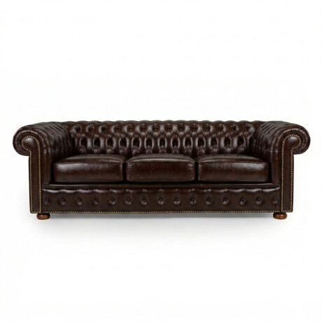 Sofá Chesterfield Novo - Cuero Básico - 3 cuerpos Café - (Preventa)