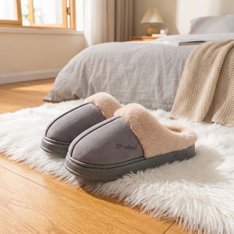 Pantufla Abierta Corderito Unisex Talle Único Grey