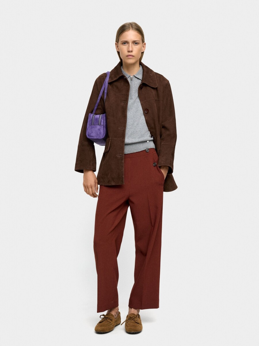 Pantalón Fluido Con Bolsillos canela