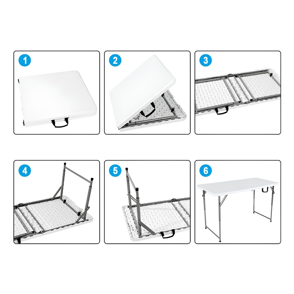 Mesa Plegable altura ajustable 120 cm Blanco Mesa Plegable altura ajustable 120 cm Blanco
