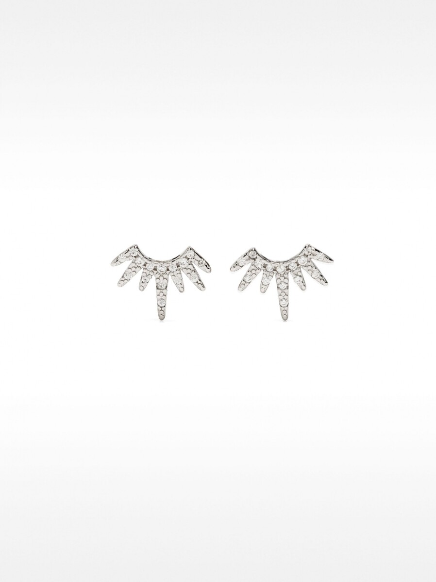Pendientes Corona Con Circonitas - Plata De Ley 925 - plateado 