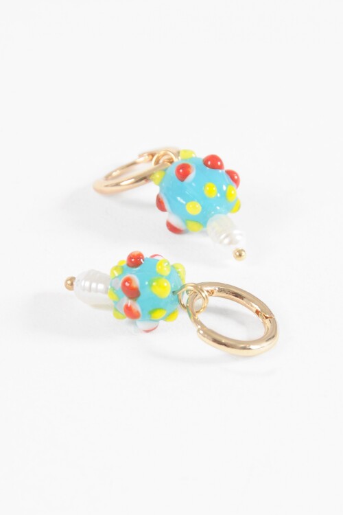 Aros dije vidrio y perla dorado