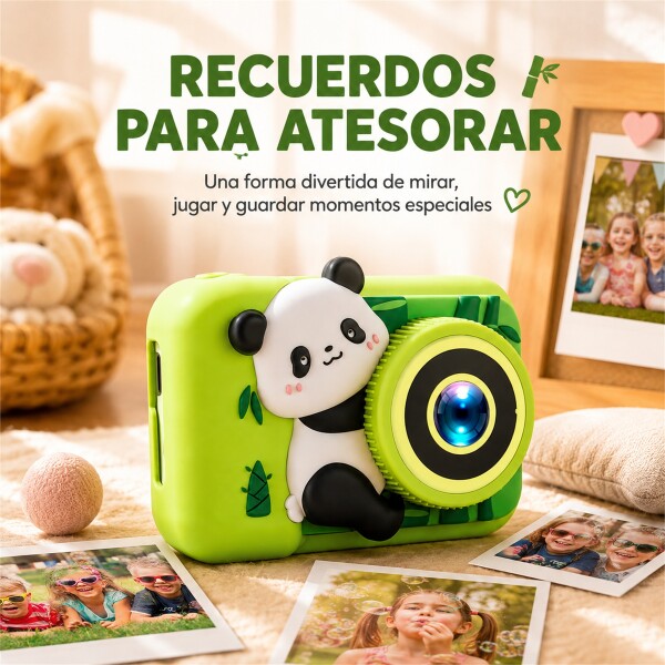 Cámara de Fotos Digital Infantil Panda Recargable VERDE
